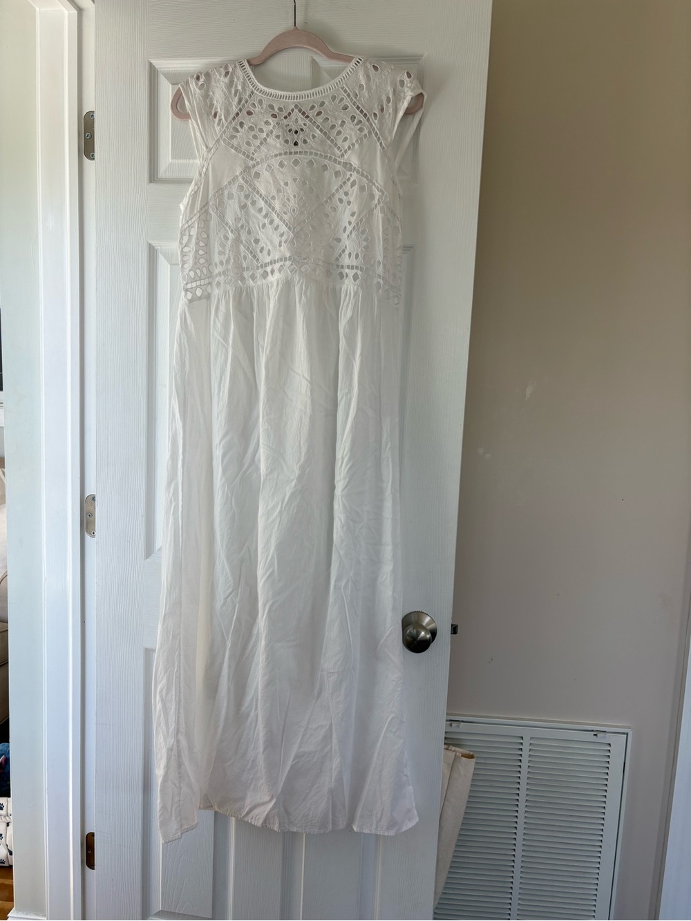 Lucky Brand Women’s White Eyelet Bodice Maxi Dress